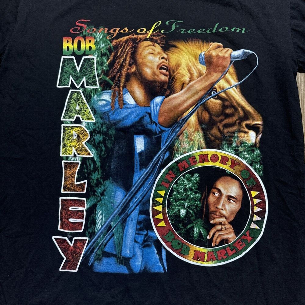 Vintage Bob Marley Shirt Mens LARGE HOT ICE In Memory Reggae Legend 90s Tee - Picture 2 of 8